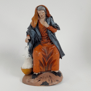 PASTORA DE BARRO LINENZADO.HILANDERA 11CM 