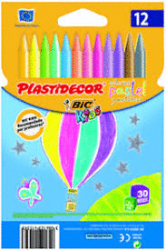 CERA PLASTIDECOR COLORES PASTEL CAJA 12 UNIDADES