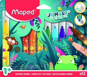 ROTULADOR JUNGLE FEVER PUNTA GRUESA CAJA 12 COLORES