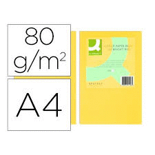 PAPEL A/4 COLOR AMARILLO 80 GR. PAQUETE 500 HOJAS 