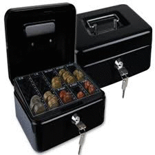 CAJA DE CAUDALES Q-CONNECT NEGRA 2009*160*90 MM CON PORTAMONEDAS
