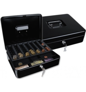 CAJA DE CAUDALES Q-CONNECT 30*24*90 NEGRA CON PORTAMONEDAS