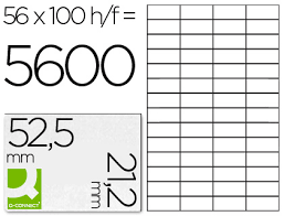 ETIQUETAS INKJET/LÁSEER 52.5*21.2 -56 * HOJA -100 HOJAS CANTOS RECTOS