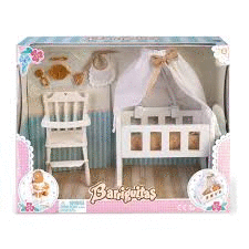 BARRIGUITAS SET DE CUNA ,TRONA Y ACCESORIOS, EDAD: + DE 3 AÑOS