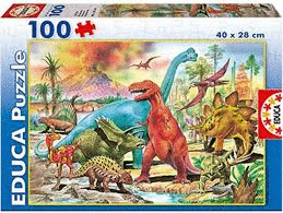PUZZLE 100 PIEZAS DINOSAURIOS MEDIDAS 40*28 CM