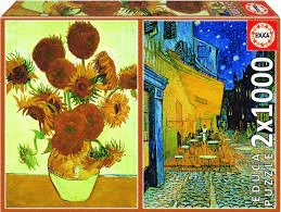 PUZZLE  2 DE 1000 PIEZAS LOS GIRASOLES + TERRA DE CAFÉ  POR LA NOCHE DE VAN GOGH