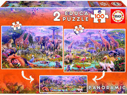 PUZZLE 2*100 PIEZAS ANIMALES SALVAJES MEDIDA: 40*28