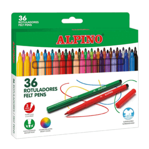 ROTULADOR ALPINO CAJA DE 36 COLORES 3 MM