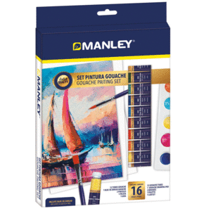 PINTURA GOUACHE MANLEY CAJA 16 COLORES