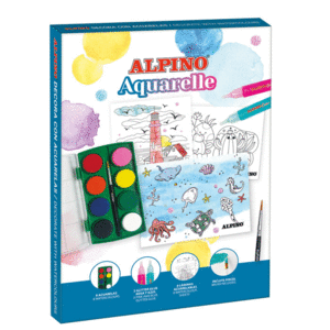 SET ALPINO 8 ACUARELAS + 2 ROTULADORES CON GLITTER + 8 LÁMINAS DIBUJO + PINCEL