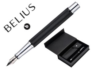 PLUMA BELIUS TURBO COLOR NEGRO CON FUNDA SIMIL PIEL