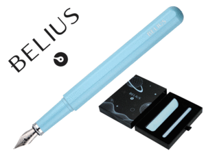 PLUMA BELIUS SPACE COLOR AZUL CON FUNDA SIMIL PIEL 