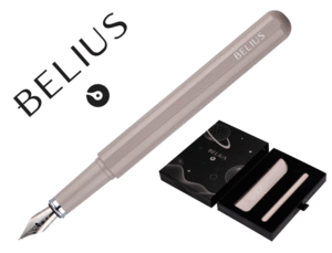 PLUMA BELIUS SPACE COLOR GRIS CON FUNDA SIMIL PIEL