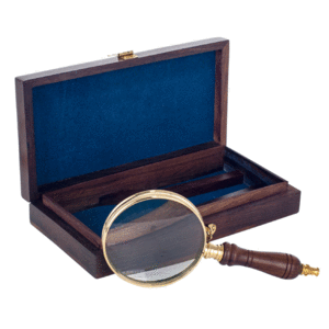LUPA ARO METÁLICO Ø 75 MM. EN CAJA DE MADERA