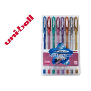 ROTULADORES UNI BALL 07 MM. COLORES METÁLICOS PACK DE 8 COLORES