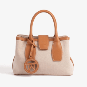 BOLSO BEIG Y CUERO MATTIES 30*20 CM