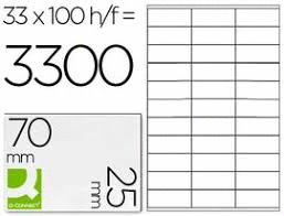 ETIQUETAS INKJET/LÁSER 70*24.7- 33 * HOJA -100  HOJAS CANTOS RECTOS