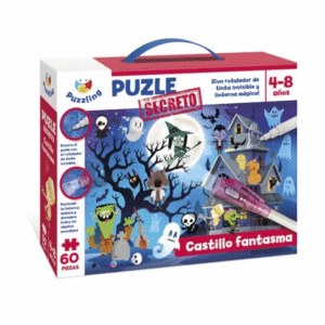 PUZZLE SECRETO 60 PIEZAS CON ROTULADOR MÁGICO + TINTA INVISIBLE Y LINTERNA