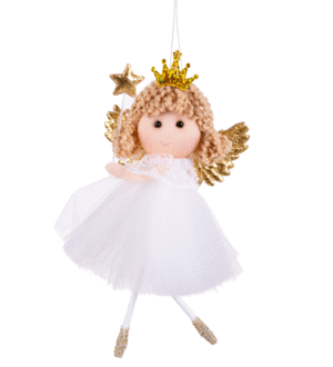 COLGANTE NAVIDEÑO ANGEL TEJIDO BLANCO 14*8 CM.