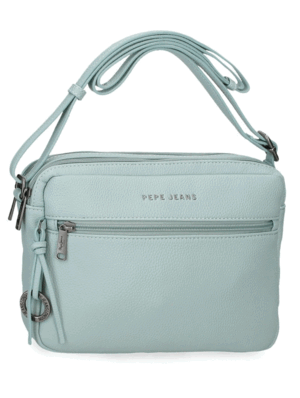 BOLSO BANDOLERRA 2 CREMALLERAS PEPE JEANS VERDE TURQUESA 26X18C