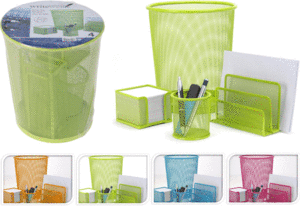 SET DE ESCRITORIO CON PAPELERA 4 PIEZAS COLORES SURTIDOS