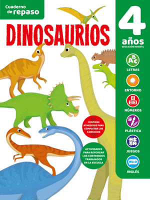 CUADERNO DE REPASO TEMATICO LUMINISCENTE 4 AÑOS DINOSAURIOS